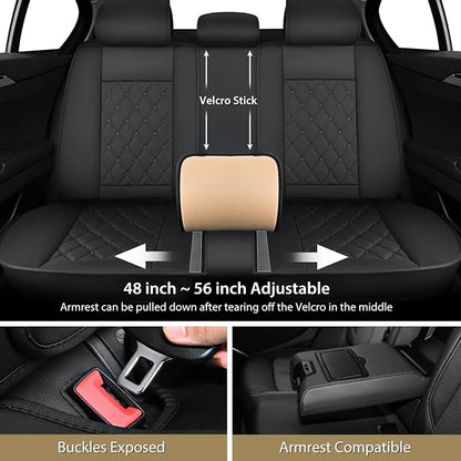 Nilight 5 Car Seat Covers Waterproof Faux Leather Cushions Universal Fit | 5 Passenger Cars Hyundai Honda Accord Kia Civic Corolla Camry CR-V RAV4 Fusion SUV Truck (Full Set, Black) - Image 4