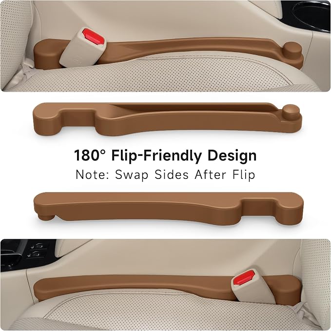 Givifive Car Seat Gap Filler Organizer 2Pack Soft Foam 3IN1 Multifunctional | Seat Side Gap Strip with Slot & Hook Universal Fit Car SUV Truck Fill The Gap Between Seat & Console (Standard Mocha Brown) - Image 6