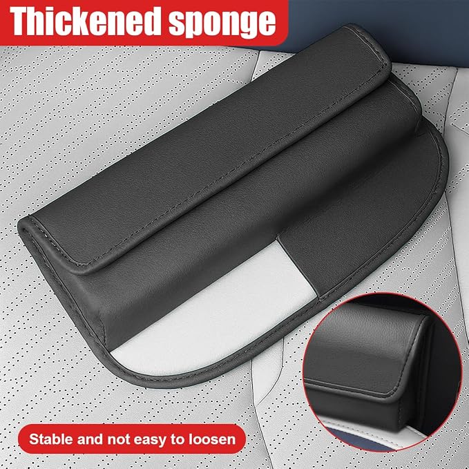 Car Seat Gap Filler Organizer with Lid, Universal Leather Auto Front Seat Storage Box, Adjustable Car Center Console Side Pocket for Phones, Keys, Glasses, Cards, No Seat Belt Block (Black) - Image 3