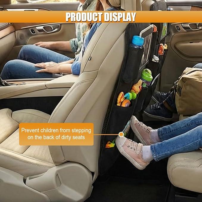 Car Backseat Organizer, Oxford Cloth Car Seat Back Kick Mat Protector, Multifunctional Auto Interior Hanging Storage Pocket for Cars, SUVs(Without) - Image 4