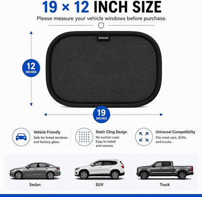 2-Pack Car Window Shades by Enovoe - 19" x 12" in Side Window Cover for SUVs, Sedans, and Trucks - Protects Baby from UV Rays and Glare - Cling Design for Easy Use - Plain - Image 5