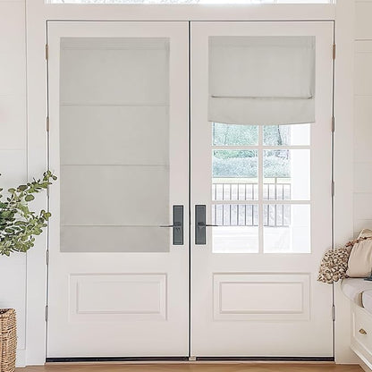 NICETOWN Natural Blackout Roller Shades, No Drill Cordless Door Blinds | Thermal Insulated, Privacy Shades for Bedroom, No Tools Roll Shade, French Front Door Window Cover, 35 x 64 inches Long by NICETOWN