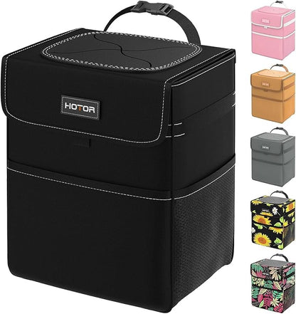 HOTOR Car Trash Can, Leak-Proof Car Organizer, Black | 2-Gallon, Storage Bag for Back, Front or Console of Cars, Sedans, SUVs & Trucks, Easy-to-Install Car Accessory for Interior by HOTOR