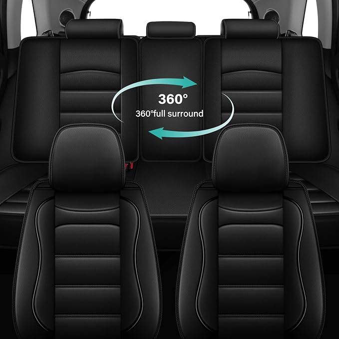 IKABEVEM Car Seat Covers Full Set Fit for Acura TSX 2009-2014 | 1:1 Custom,Waterproof Faux Leather,Scratch Resistant,Fully Wrapped,Easy to Install & Wipe Clean,Black Interior Seat Protector - Image 8