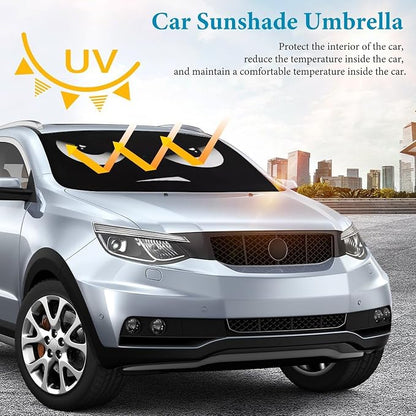 Cartoon Eyes Car Windshield Sun Shade Umbrella, Foldable Car Front Windshield Sunshade with Bendable Handle, Windshield Sun Visor for Most Vehicles - Image 4