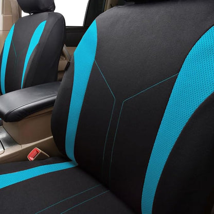 Flying Banner Car Seat Covers Front Seats and Rear Bench Mesh Fabric Rear Bench Split Polyester Cover Easy Installation SUV CAR Woman Lady Femal (Full Set, Black Mint Blue)… - Image 5