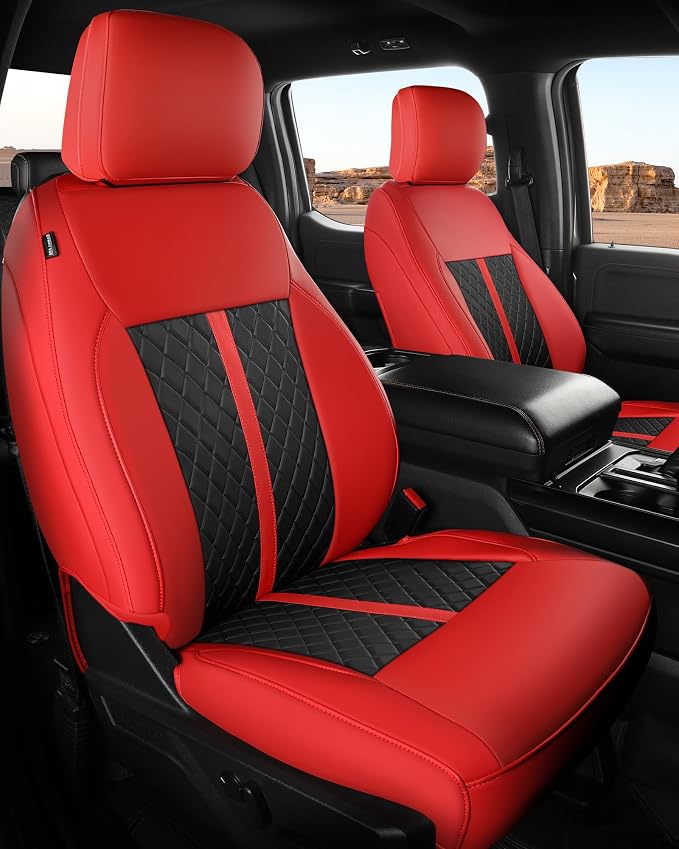 RIDEPOSH for Ford F150 Leather Seat Covers, SuperCrew XL XLT 2021-2026 | Fits F250 F350 Super Duty Crew Cab 2023-2026, Custom Fit, Bucket Seat, Stain Resistant, Airbag Compatible, Easy-Clean by RIDEPOSH