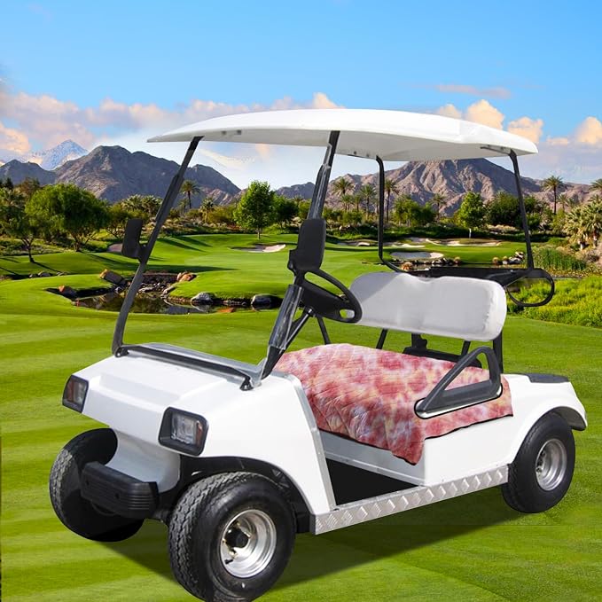 YOKYHOM Golf Cart Seat Covers for 2 & 4 Passenger Carts, Thick Short Plush with Non-Slip Backing, Ultra Soft Seat Towel Blanket, Fits EZGO, Club Car, Yamaha, 51"x30.5", Colorful Red - Image 7