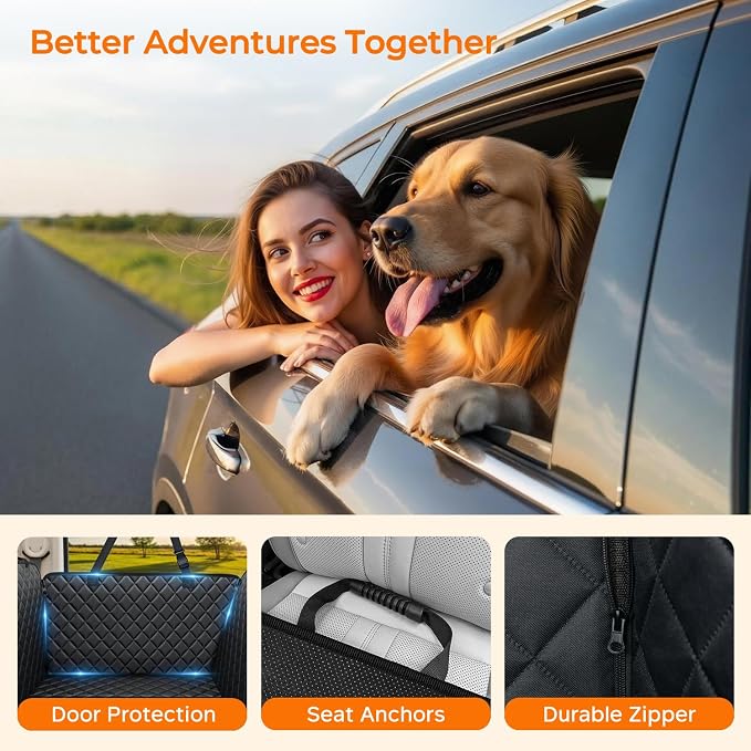 URPOWER XL Dog Seat Cover for Full-Size Truck Back Seat, Waterproof Hammock | 600D Oxford, Side Flaps with Zippers, Scratch Resistant, Non-Slip, Easy Install, Machine Washable, Dog Seat Belt Included - Image 7