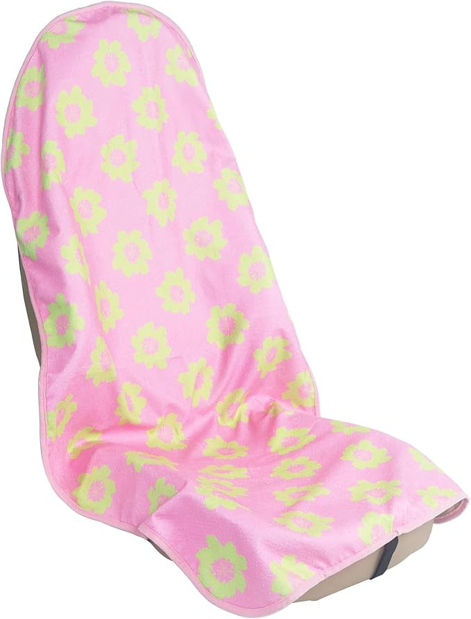 Car Seat Cover Protector Front Seats,for Gym Workout,Running,Swimming,Beach and Hiking,Waterproof Sweat Towel Bucket Seat Covers for Cars SUV Trucks (Flower and Pink, 1Pcs) by LoyaGour