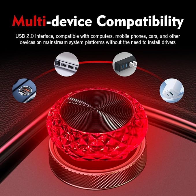 1 PC USB LED Car Interior Atmosphere Lamp, Plug and Play Portable Mini Car Night Ambient Light, Auto Dashboard Decoration Accessories for Most Cars, SUVs, Trucks (Red) - Image 7