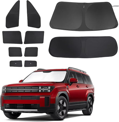 Windshield Sun Shade Car Windshield Foldable Full Windows Coverage Custom Fit for 2024-2026 Hymdai Santa Fe Accessories Car Window Shades Block Sun UV Rays 10PCS by FannycCargoCover