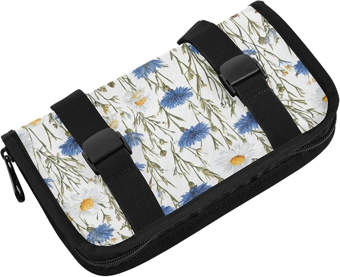 Car Tissue Holder Car Napkin Holder Tissue Box Dispenser Storage Case Sun Visor Mask Holder with Adjustable Straps Reusable Refillable Blue and White Daisy03 - Image 2
