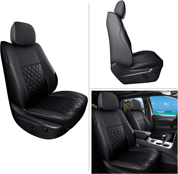 Huidasource Upgrade Jeep Grand Cherokee Seat Covers, Full Coverage Waterproof Leather Car Seat Covers, Custom Seat Cushion Protector Fit for Jeep Grand Cherokee 2011-2021 (Full Set/Black) - Image 7