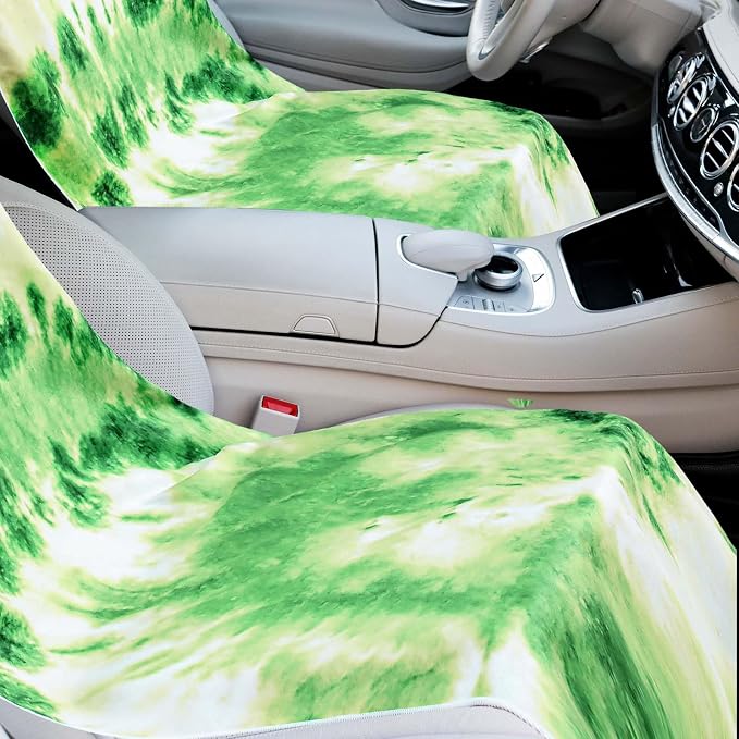 Hahafelt 2 Pack Car Seat Towel Cover with Storage Bag, Green Tie Dye | 63 x 32 in Car Towel Seat Cover Non Slip Waterproof, Gym Workout Swimming Running, Machine Washable Sweat Absorbent Protector - Image 4