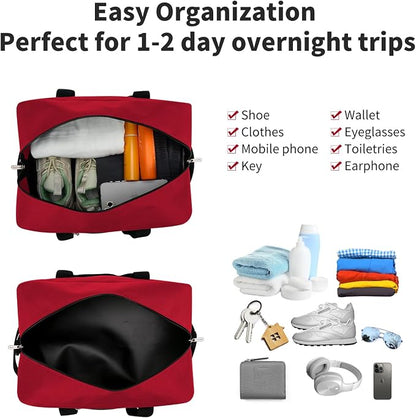 Apenze Small Gym Bag 14 inch lightweight Carry On Mini Duffel Bag for Travel Sport - Red - Image 4