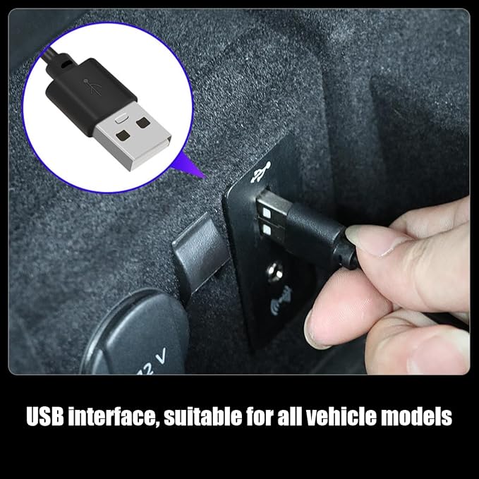 Car Interior LED Lights, 4 in 1 USB Port Automotive Ambient Neon Light Kit, Vehicle Center Console Dashboard Strip Lamps Decoration Accessories, Universal for SUV Truck Sedan (Ice Blue) - Image 4