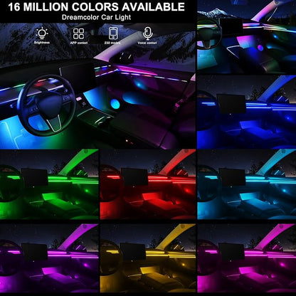 Dreamcolor Acrylic Interior Car LED Strip Light with Wireless APP, RGB 22 in 1 with 175 inches 600 LEDs Fiber Optic Ambient Lighting Kits, Dynamic Chasing Music Sync Neon LED Strip for Car Accessories - Image 2