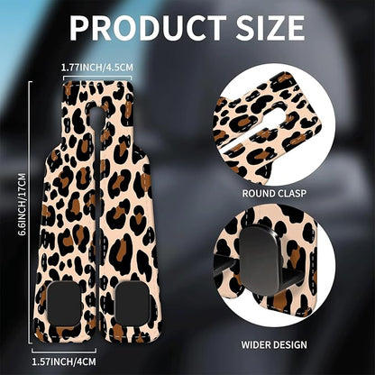Car Seat Headrest Hook, Universal Leather Cute Hanger Holder Hook, Storage Organizer Interior Accessories for Purse Bags Handbag Luxury Leopard Red - Image 5