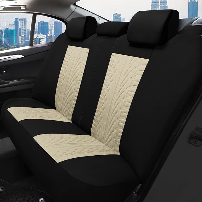 Pariitadin Car Seat Covers Full Set, Washable and Breathable Premium Cloth Automotive Vehicle Seat Cover for Car Interior, Universal Fit for Most Cars, Sedan, Truck, SUV(Black/Beige) - Image 3