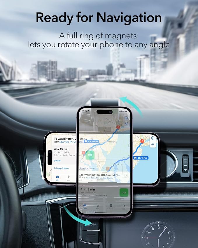 ESR for MagSafe Car Mount Charger, for iPhone 17-12 Series, Galaxy S26/S25 | Dashboard Magnetic Wireless Car Charger Mount, Compatible with MagSafe Car Charger, Fast Charging, Car Accessories, Black - Image 5
