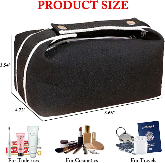 Fammart Travel Makeup Bag, Waterproof Canvas Cosmetic Bag Make Up Organizer Case for Women, Large Toiletry Bag Skincare Pouch for Toiletries Accessories Brushes - Image 4