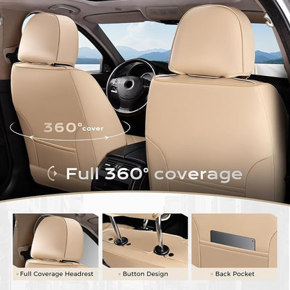 Coverado Car Seat Covers with Lumbar Support, Front Covers for Cars, Universal Automotive Seat Cover, Waterproof, Leather Car Seat Cushion, Interior Seat Protectors for Most Cars - Image 4