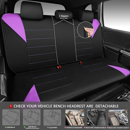CCAR Pass Neoprene Wetsuit Seat Covers, Waterproof Car Seat Covers Full Sets with 5mm Composite EVA, Universal Fit for Car Sedan, SUV Trucks Anti Slip with Airbag Compatible(Black Purple) - Image 5