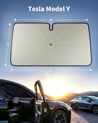 Windshield Sun Shade Umbrella for Tesla Model Y | car accessories,56 x 36 in windshield sun shade,car window shades,car sun shade windshield - Image 8