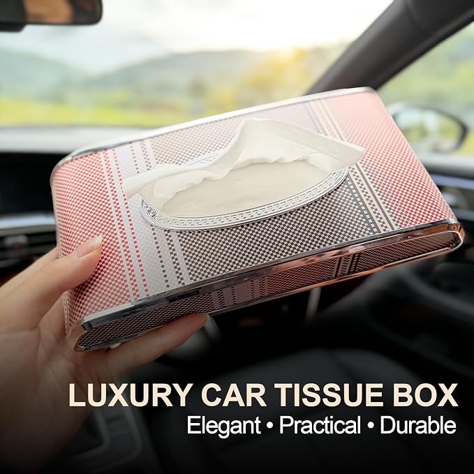 Car Tissue Holder, Flat Tissue Box for Car, Napkin Organizer | Kleenex Holder for Center Console, Armrest or Back Seat, Compact Car Accessories for Women & Men, Travel Essentials - Image 8
