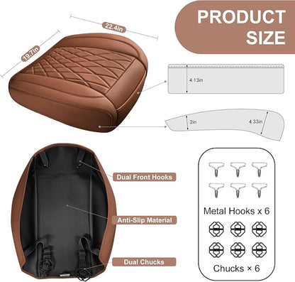 CAR PASS 2 Pack Leather Front Car Seat Covers, Bottom Seat Covers Full Wrapped with Storage Pocket, Anti-Slip Leather Seat Protectors,Waterproof Seat Cushion Pad Universal Fit Sedan SUV Truck, Brown - Image 5