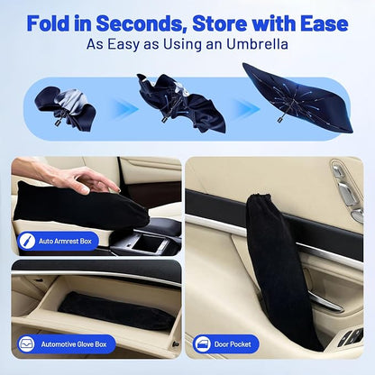 Car Windshield Sun Shade Umbrella for Toyota Camry 2002-2006, 1:1 Fit | [Reflective Coated Fabric] Car Shades Sun Visor Keep Car Cool and Protects Interior, Sunshade Umbrella for Front Window - Image 8