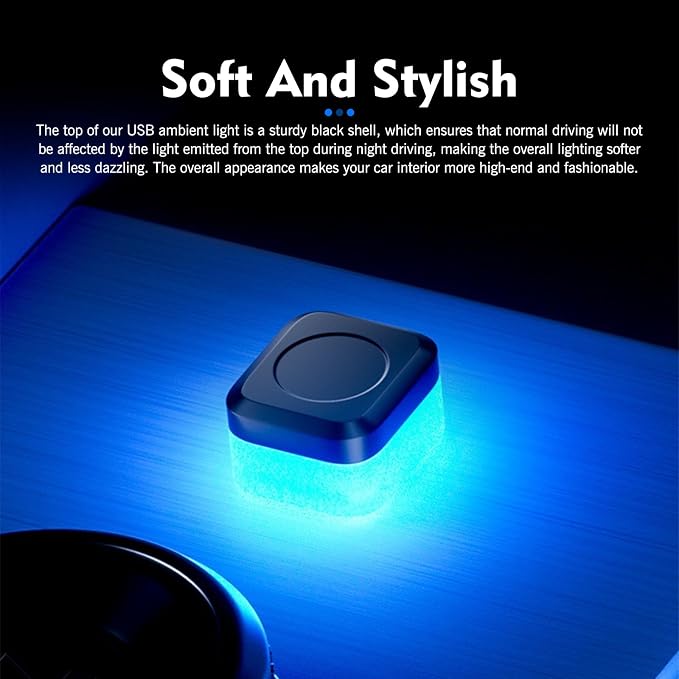 4PCS Car Interior USB LED Light, 4 Colors Mini Car Ambient Lighting, Portable Plug-in Square USB Lamp Bulb, Universal for Vehicle Bedroom Camping (Blue) - Image 3