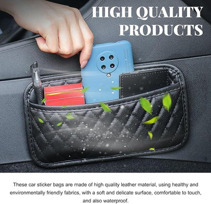 2 PCS Car Side Pocket Organizer, Leather Adhesive Auto Side Seat Back Storage Pocket, Waterproof Phone Document Sunglasses Holder Vehicle Gap Filler Pouch, Car Accessories (Medium) - Image 5