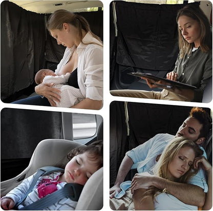 4 Pcs Medium Upgrade Double Layer Thickened Car Curtains Set, 98% Light Blocking Car Window Shades Covers, Include 2 Side Window Covers, 1 Divider Curtain & 1 Storage Bag, Sedan SUV Accessories - Image 6