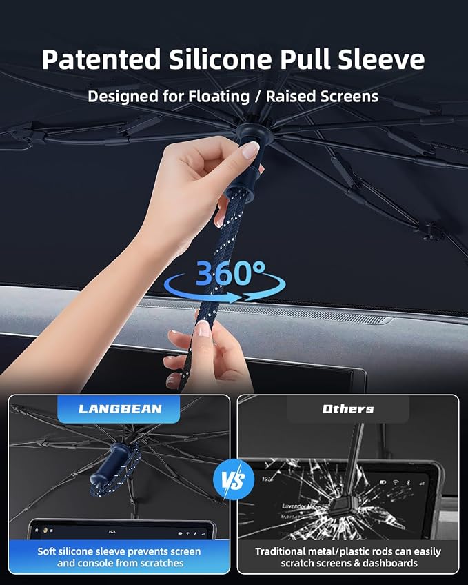 [2026 Upgrade] Windshield Sun Shade for Trucks, Large Sedans & SUVS | ( Large:59" x 34") Custom Fit Front Window Sunshade, 4-Layer Heat Insulation UV Blocking Sun Visor, Keeps Car Cooler - Image 4