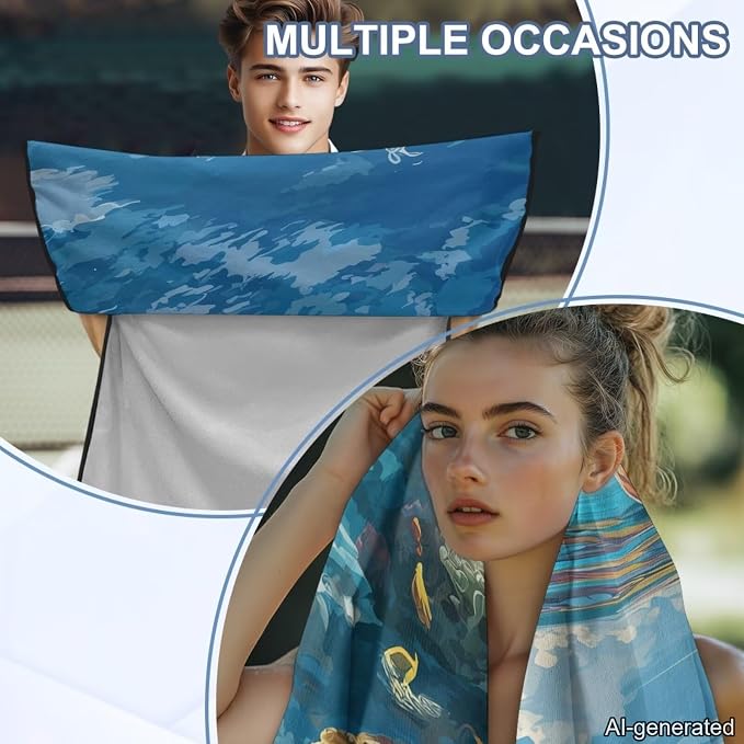60 x 33 Inch Car Seat Covers Towel Sea Turtle Print Car Seat Protector Front Seats Only with Storage Bag Quick-Dry Sweat Towels for Gym Workout, Running, Swimming, Beach and Hiking - Image 5