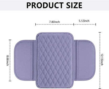 Stacool Upgraded Car Center Console Cover,Microfiber Leather Car Armrest Cover Cushion with 2 Storage Bags,Universal Car Armrest Storage Box (Purple) - Image 2