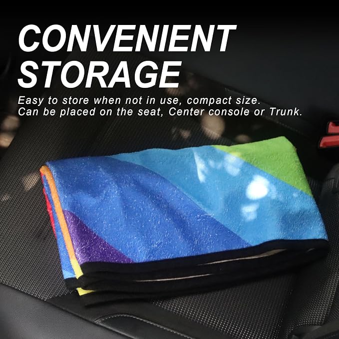 Sweat Towel Car Seat Cover Protector Front Seats for Gym Workout, Running, Swimming, Beach and Hiking, Waterproof Universal Seat Cover for Car, Trucks, Van & SUV (2, Rainbow, Front) - Image 5
