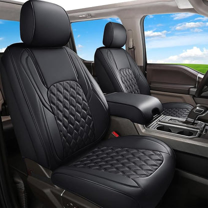 Huidasource Tacoma Seat Covers Full Set, Leather Pickup Truck Seat Cushion Cover Front & Rear Fit for 2016-2023 Double & Crew Cab Toyota Tacoma SR SR5 Limited TRD Sport/Pro/Off Road(Full Set/Black) by Huidasource