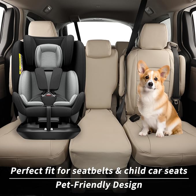 Full Set Car Seat Covers for Honda Odyssey 2018-2026,8-Seater,Faux Leather | for EX,EX-L,Elite,Touring,Sport,2nd Row 40/20/40 Split Seat,Luxury Waterproof Seat Protector,Fit Like A Glove(Beige) - Image 5
