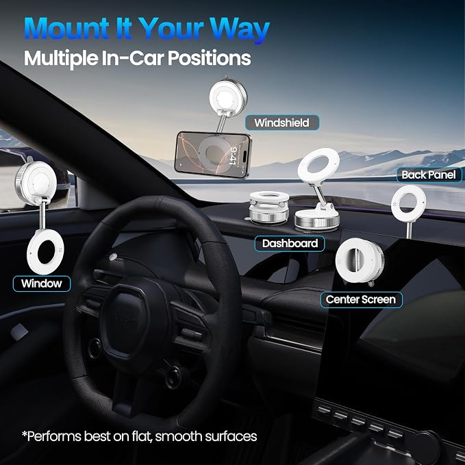 Jikasho Magnetic Phone Holder for Car, Suction Cup Phone Mount for Magsafe | 360° Adjustable Vacuum Car Phone Mount, Hands-Free Phone Holders for Your Car for iPhone 17 Pro Max 16 15 14 13 12 Air Plus - Image 2