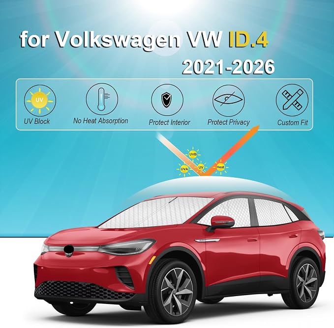 KMF 8pcs Thicken Sun Shades for Volkswagen VW ID.4 2021-2025 2026 Accessories, Full Car Window Covers Sunshade for Windshield Side Rear, UV Block and Blackout Privacy for Car Camping Outdoor - Image 4