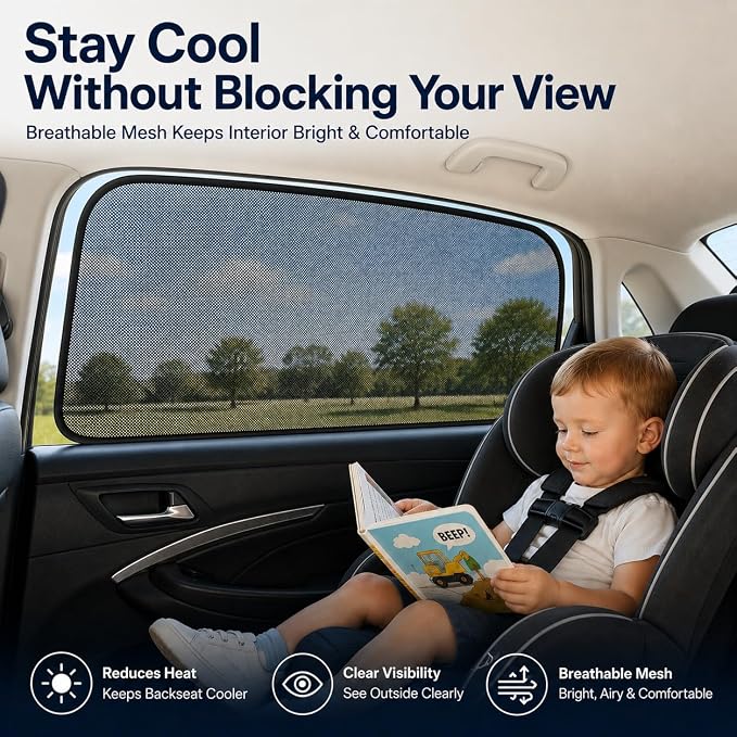 Car Window Shades for 2023-2025 Honda CRV Rear Side Window Mesh Sun Shade | Rear Side Window Sunshade, Breathable Privacy Window Covers, UV Protection & Heat Insulation, for Baby Camping Napping, 2PCS - Image 8