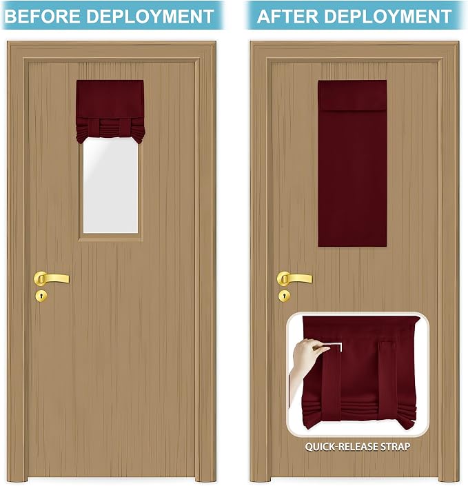 RYB HOME Front Door Window Covering Tie Up Small Sidelight Curtain Blackout | No Drill, Privacy Office Classroom Door Window Shade, Adhesive Rv Travel Curtains Portable Insulated,W12 x L40, Grey, 1 Panel - Image 5