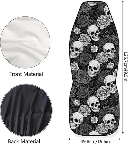 Black White Skull Rose Car Seat Covers Front Seats Bucket Covers | Gothic Halloween Spider Web Automotive Interior Decor Accessories Universal for SUV, Sedan, Van, Truck - Image 5