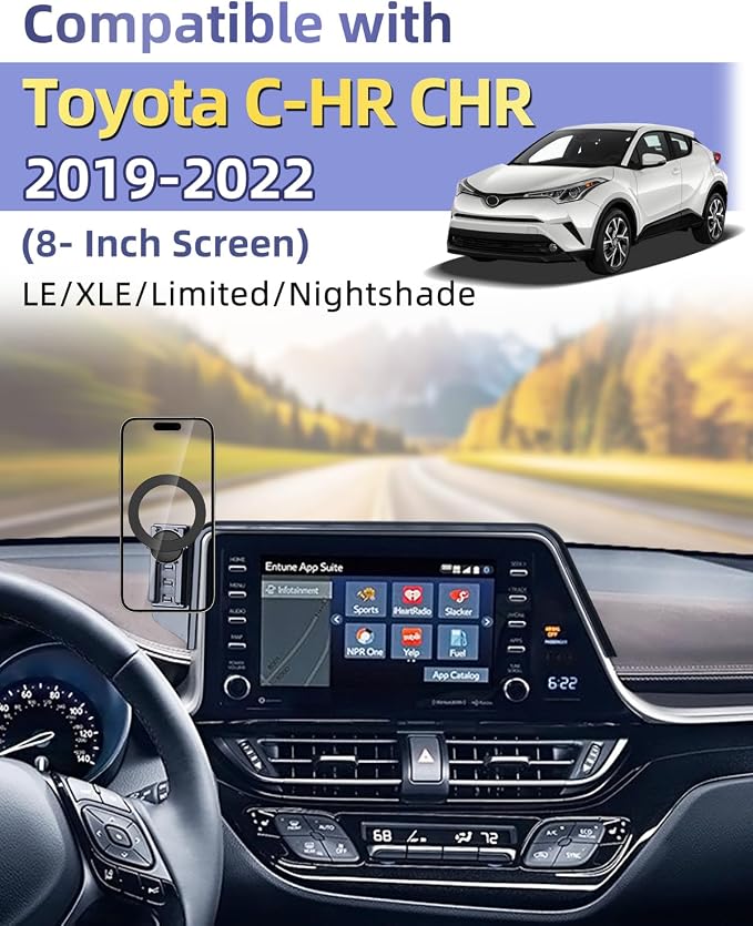 PZK Car Phone Mount for Toyota C-HR CHR 2019-2022 Accessories 8-inch Screen | Magnetic Car Phone Holder with Magsafe 360° Rotation Hand-Free Phone Cradles Not Affect Vent for All 4-7.0'' Smartphones - Image 2