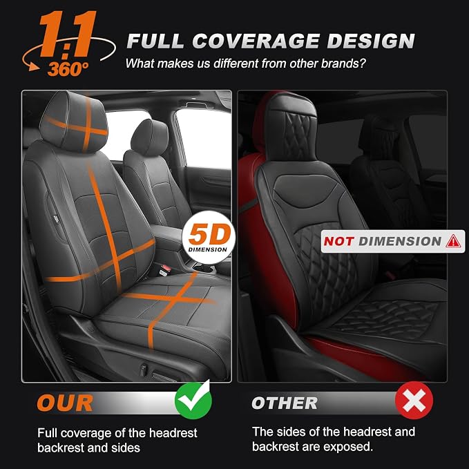 Seat Covers Custom Fit for Honda CRV: 2023 2024 2025 2026 | Front&Rear Full Set Faux Leather Car Seat Cover Waterproof (5 Seats,Gray) - Image 3