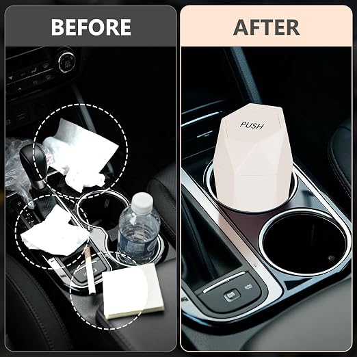 Car Trash Can with Lid, Leakproof, 30 Trash Bags, Beige, 2 Pack | Small Garbage Can for Car, Car Accessories for Interior, Multipurpose Organizers and Storage Solutions for Home, Office - Image 6