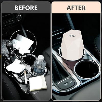 Car Trash Can with Lid, Leakproof, 30 Trash Bags, Beige, 2 Pack | Small Garbage Can for Car, Car Accessories for Interior, Multipurpose Organizers and Storage Solutions for Home, Office - Image 6